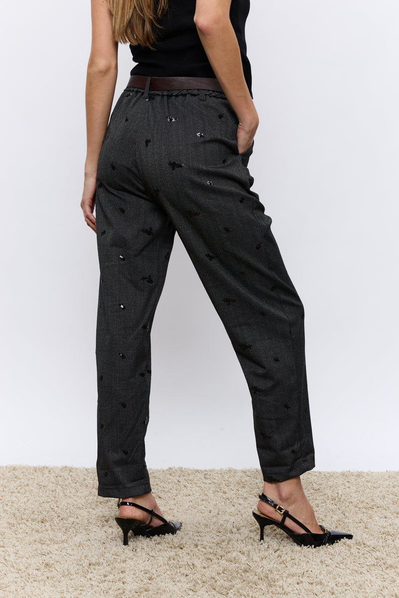 DON מכנס רקמת פאייטים