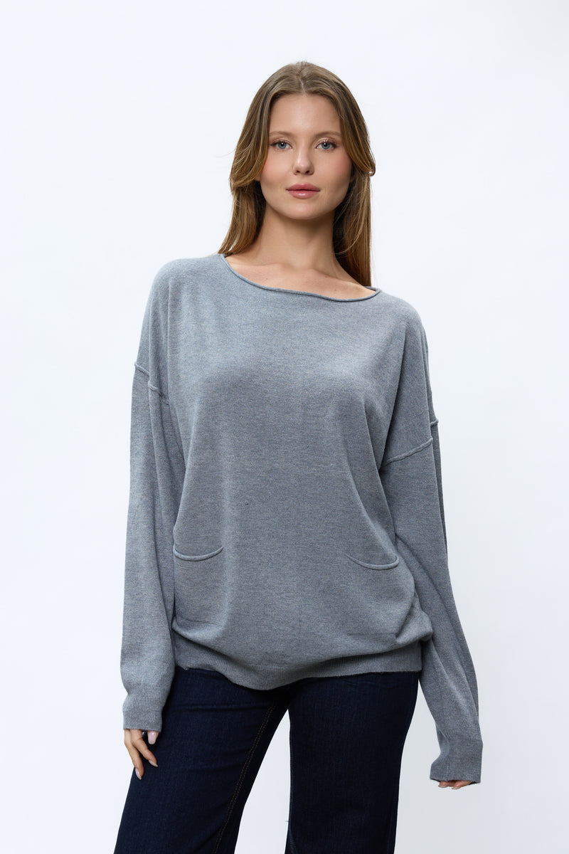 סריג ניקי כפתורים בגב+כיסים