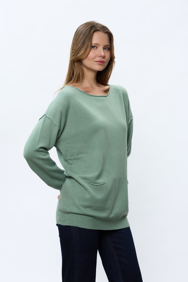 סריג ניקי כפתורים בגב+כיסים