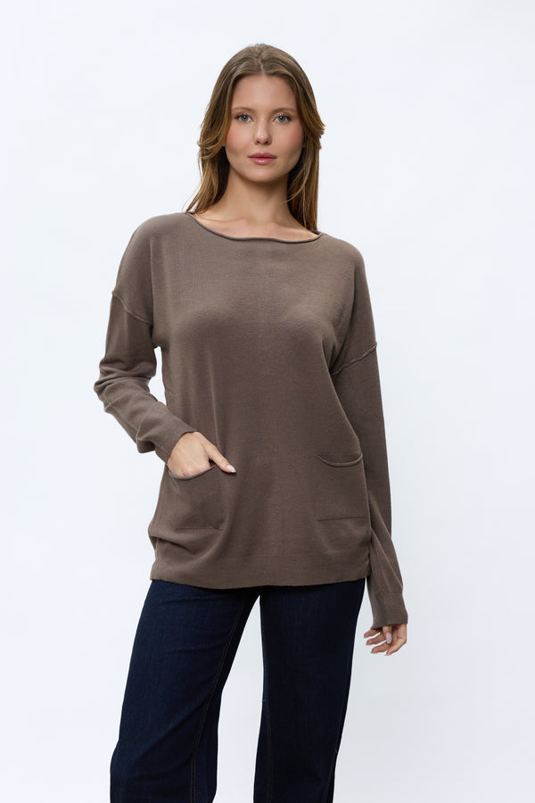 סריג ניקי כפתורים בגב+כיסים