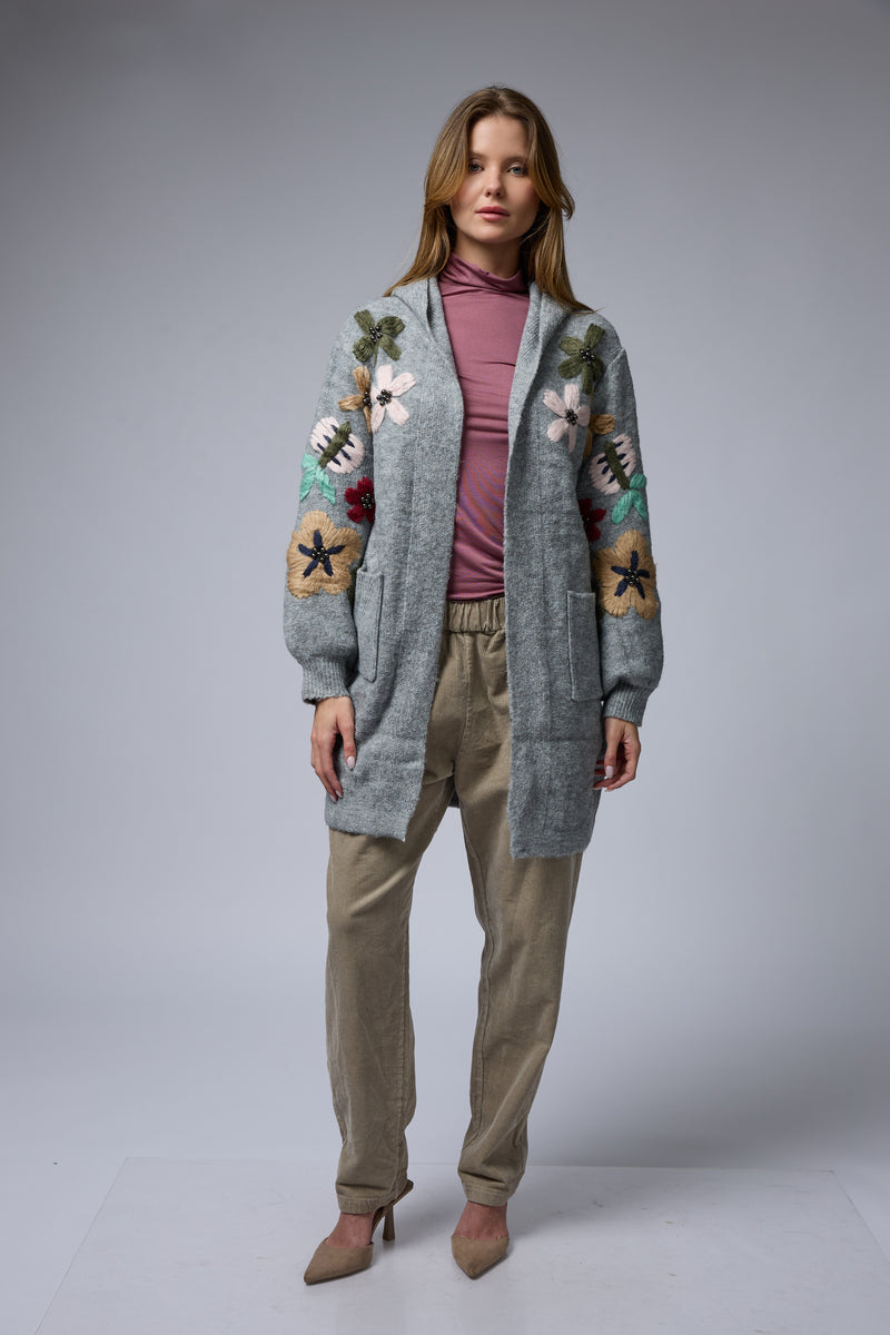 עליונית סריג רקמת פרחים