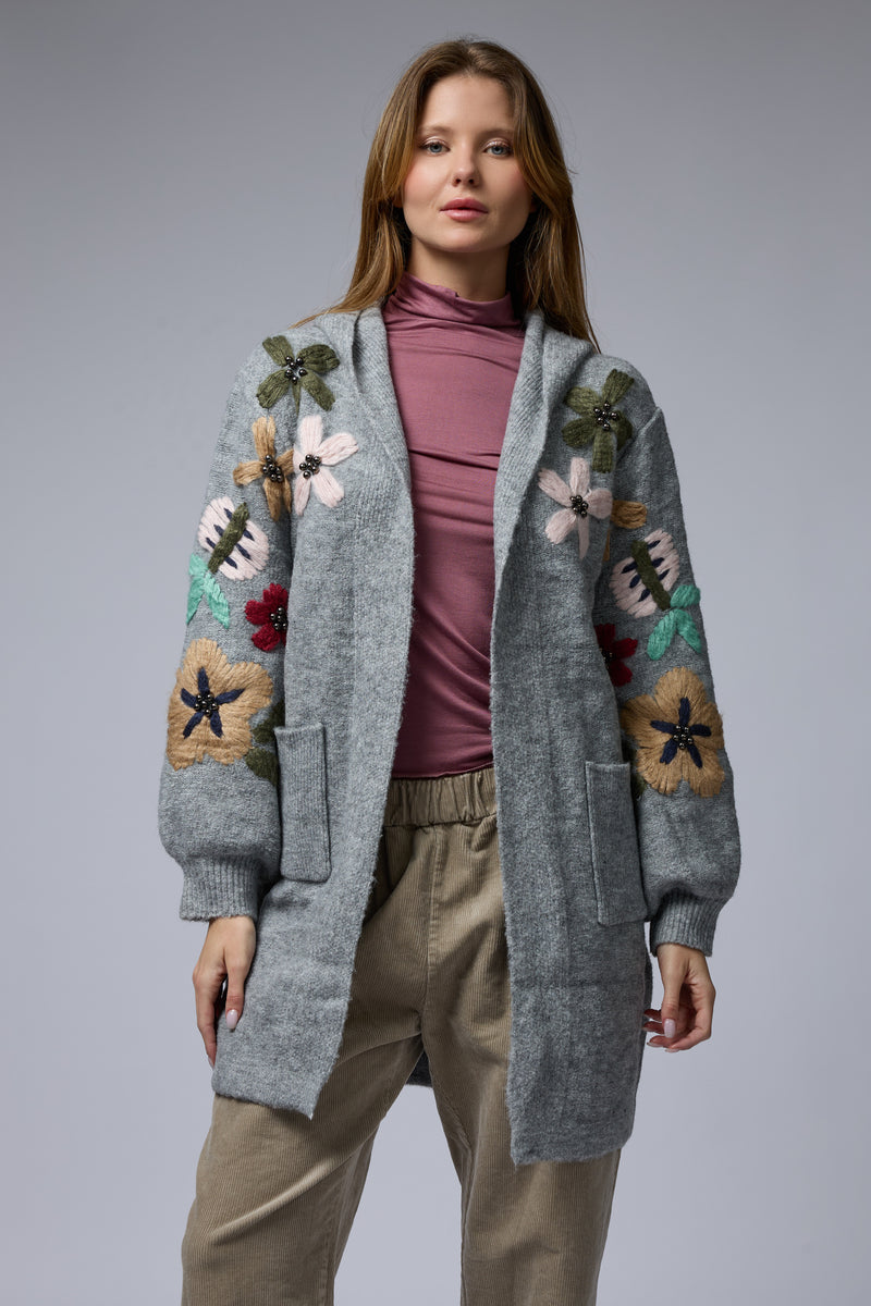 עליונית סריג רקמת פרחים