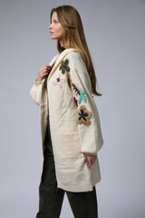 עליונית סריג רקמת פרחים