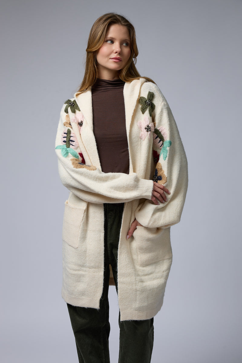 עליונית סריג רקמת פרחים