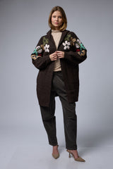 עליונית סריג רקמת פרחים