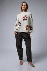 סריג פרחים רטרו