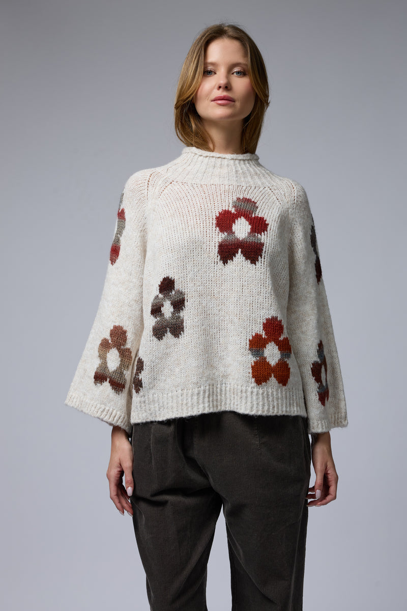 סריג פרחים רטרו