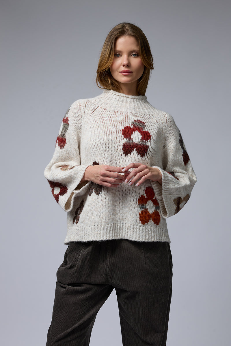 סריג פרחים רטרו