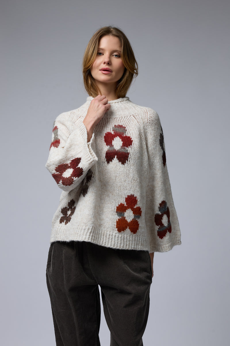 סריג פרחים רטרו