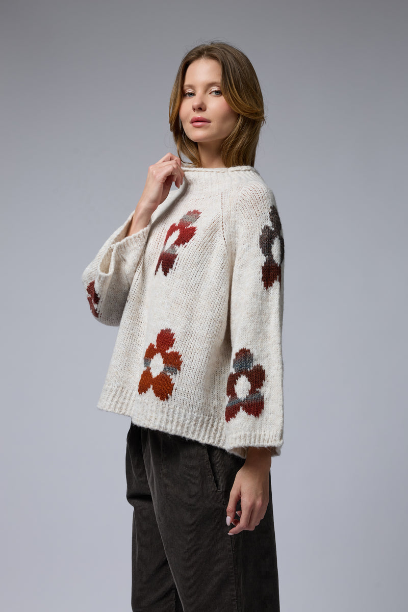 סריג פרחים רטרו