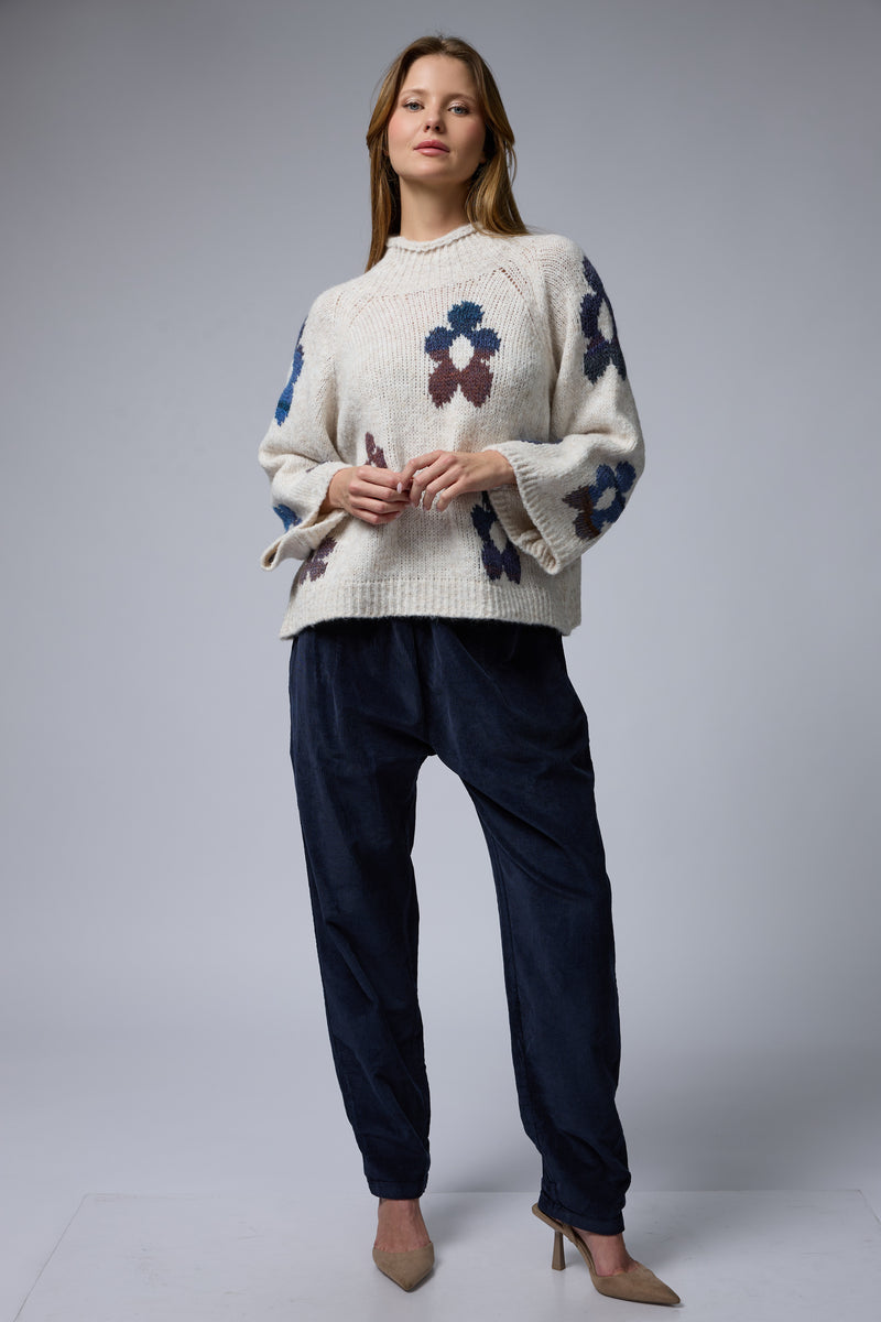 סריג פרחים רטרו