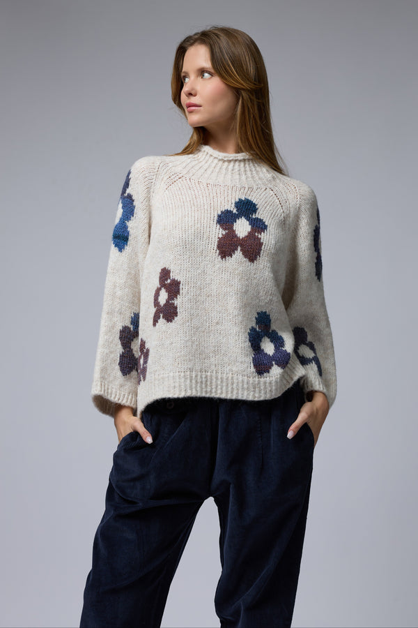 סריג פרחים רטרו