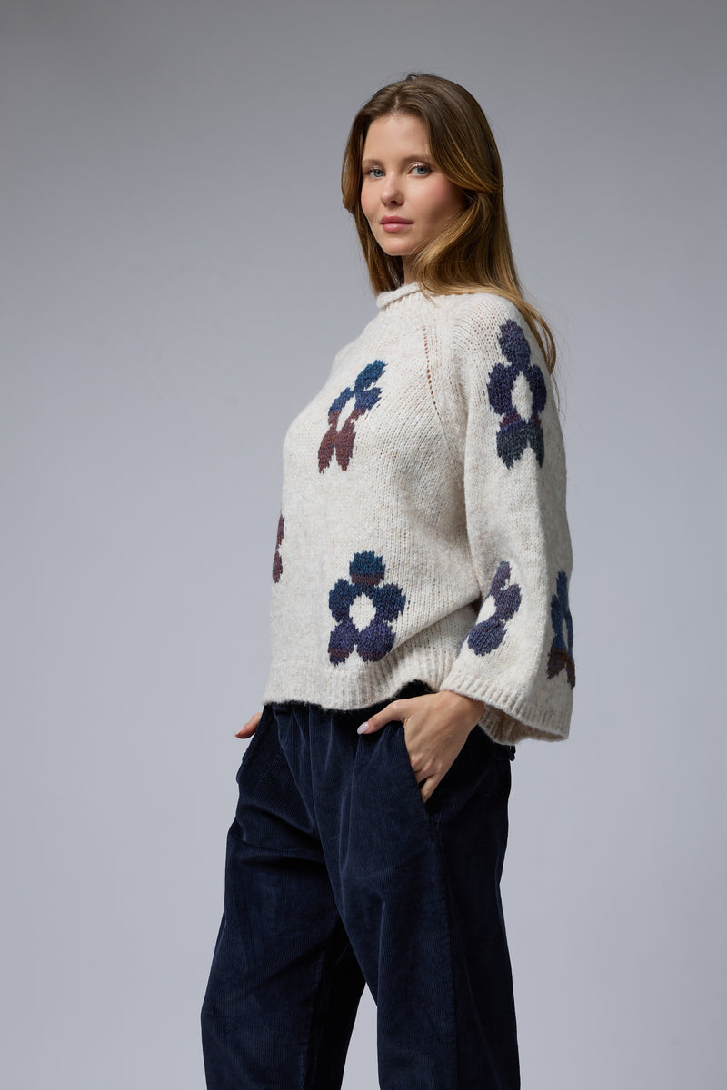 סריג פרחים רטרו