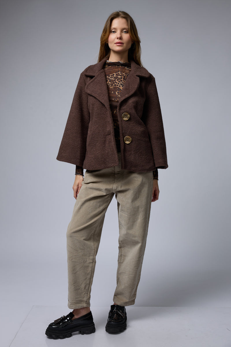 מעיל צמר כפתורי זהב גדולים