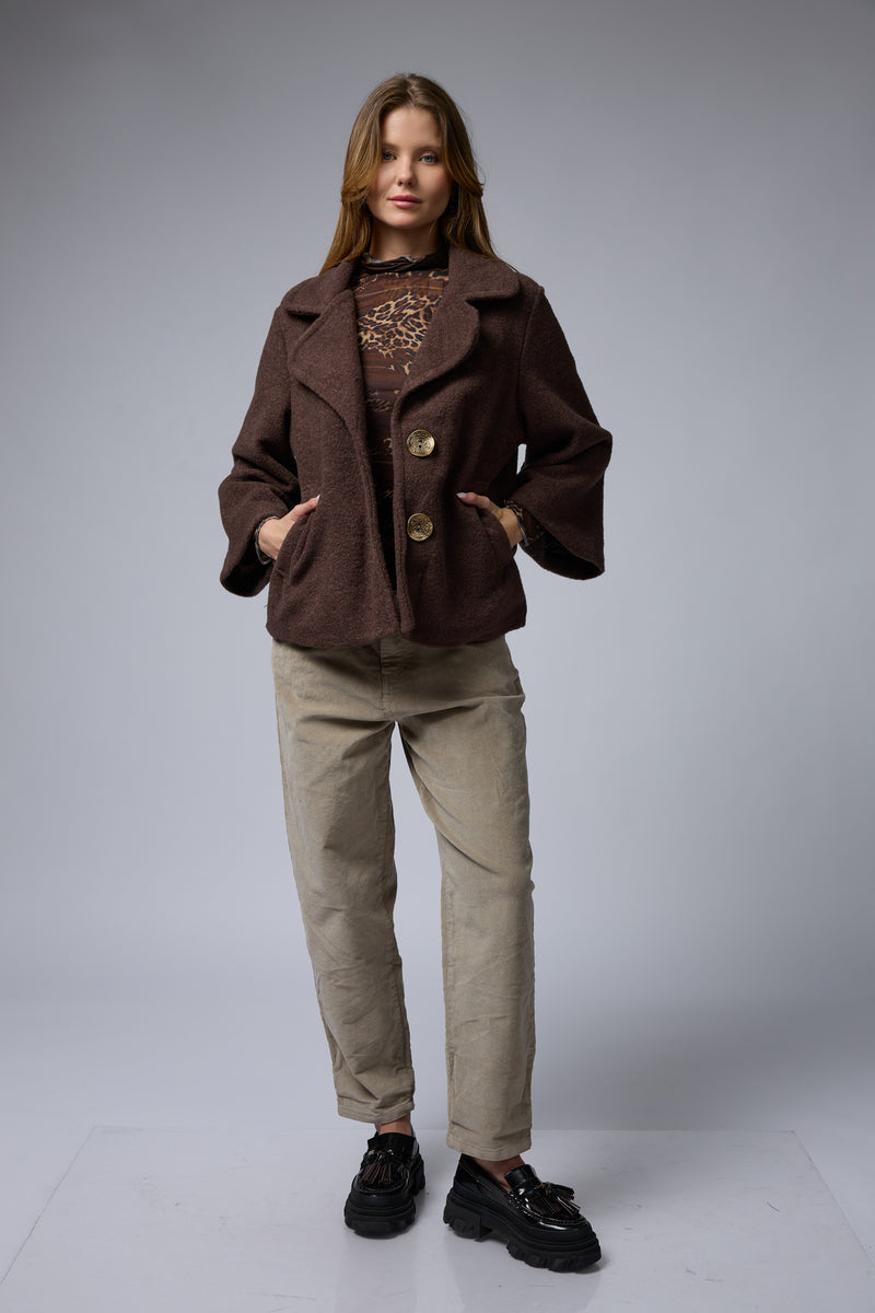 מעיל צמר כפתורי זהב גדולים