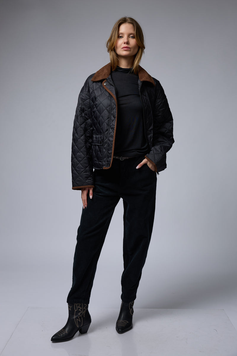 מעיל קווילט קצר+קורדרוי