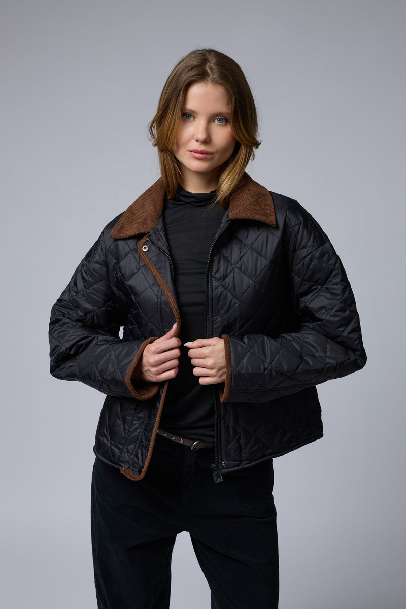 מעיל קווילט קצר+קורדרוי