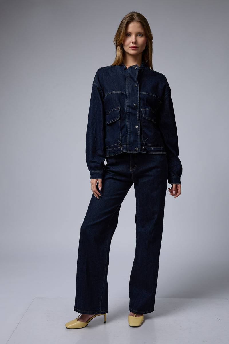 ג'קט ג'ינס תיפור כיסים