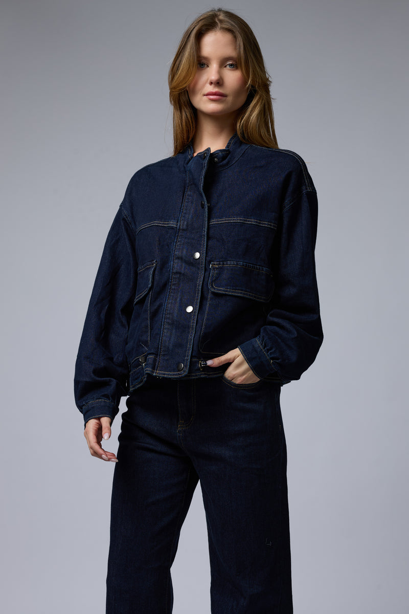 ג'קט ג'ינס תיפור כיסים