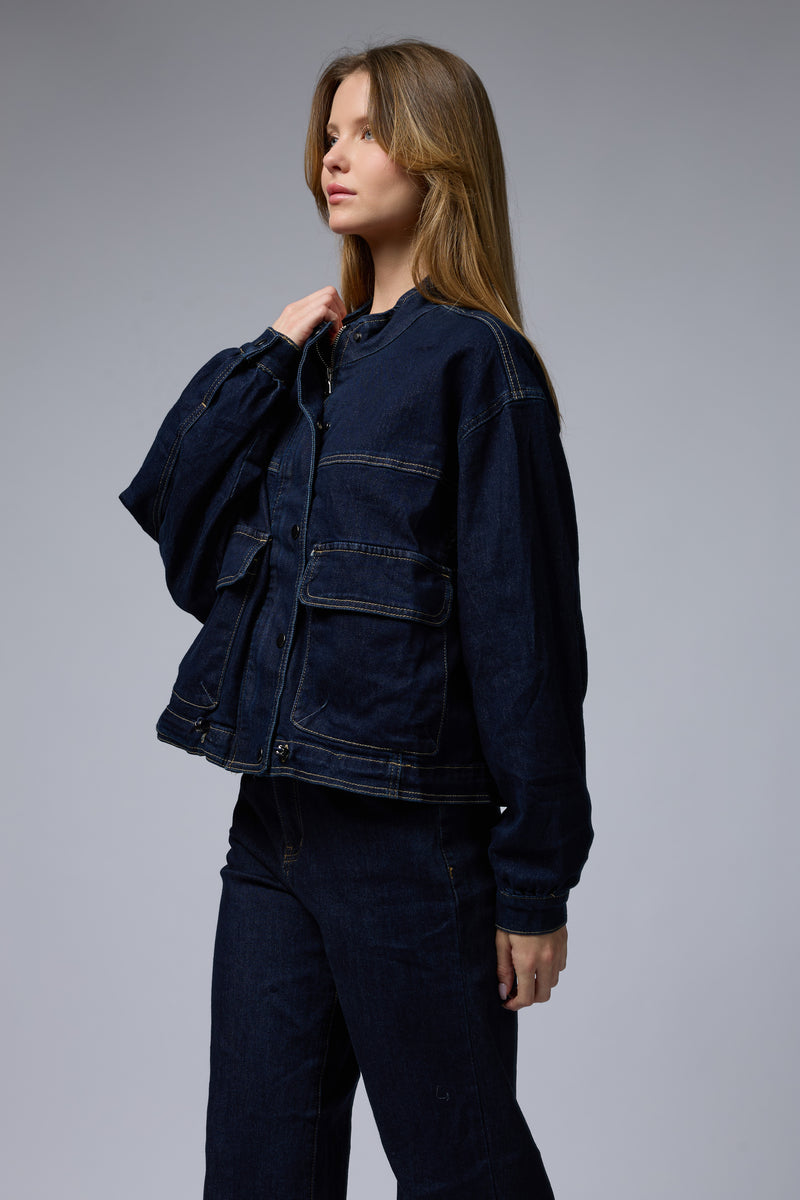 ג'קט ג'ינס תיפור כיסים