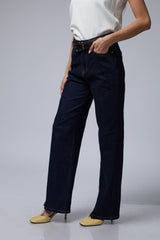 ג'ינס כהה רחב+חגורה