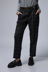 מכנס משובץ+חגורה