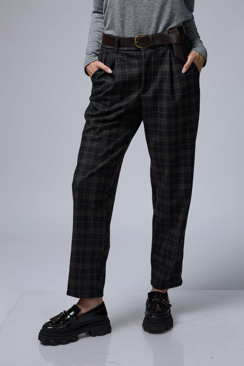 מכנס משובץ+חגורה