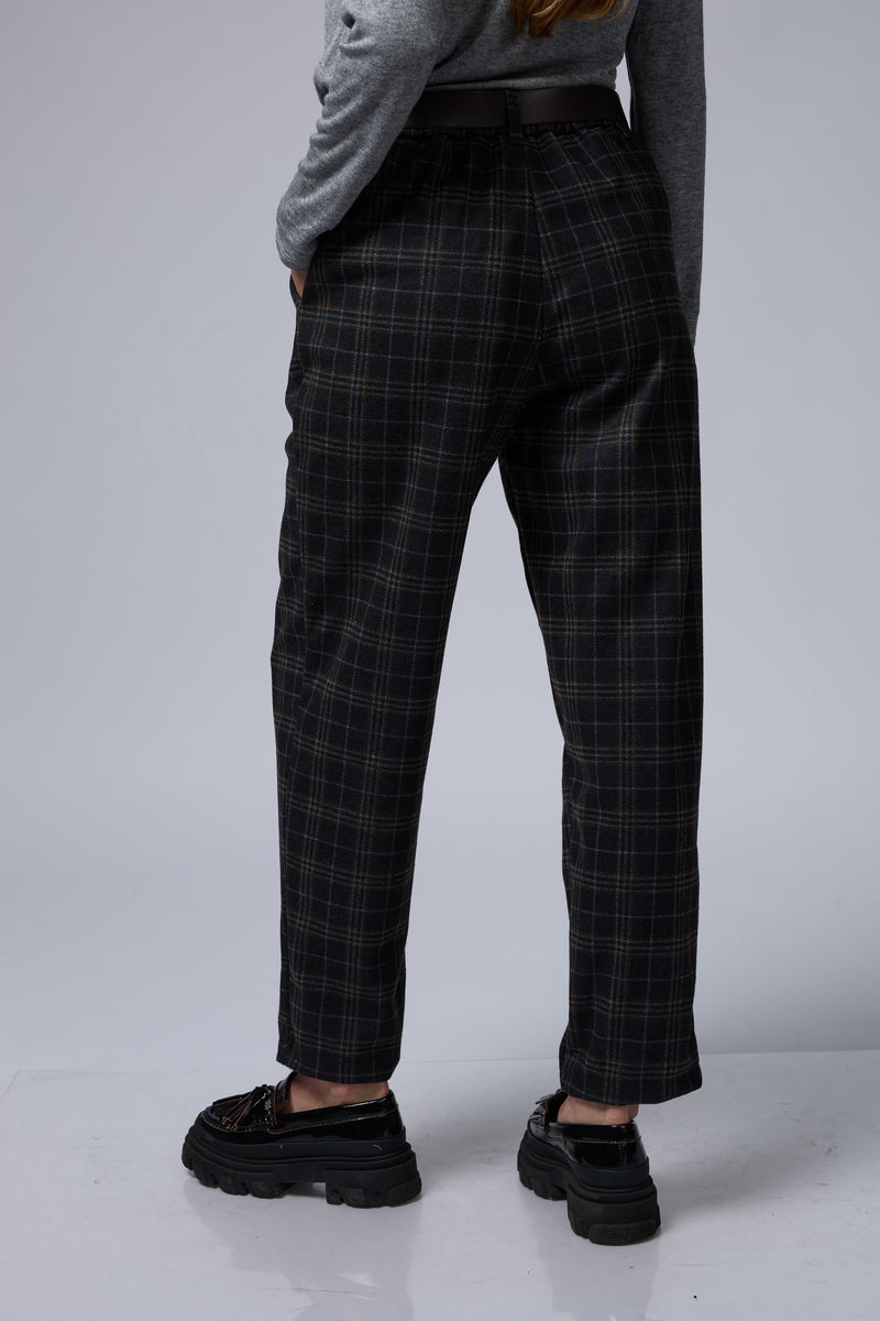 מכנס משובץ+חגורה