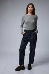 מכנס משובץ+חגורה