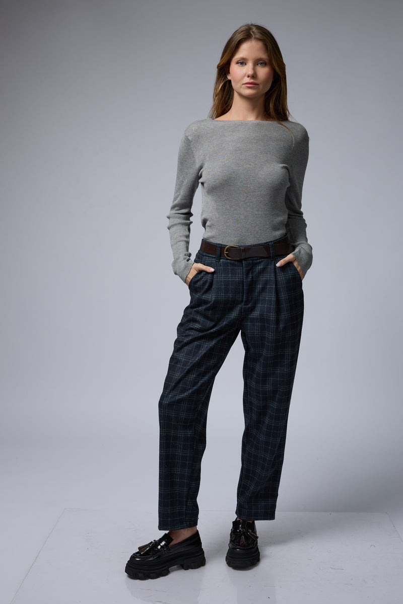 מכנס משובץ+חגורה