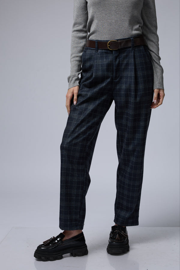 מכנס משובץ+חגורה