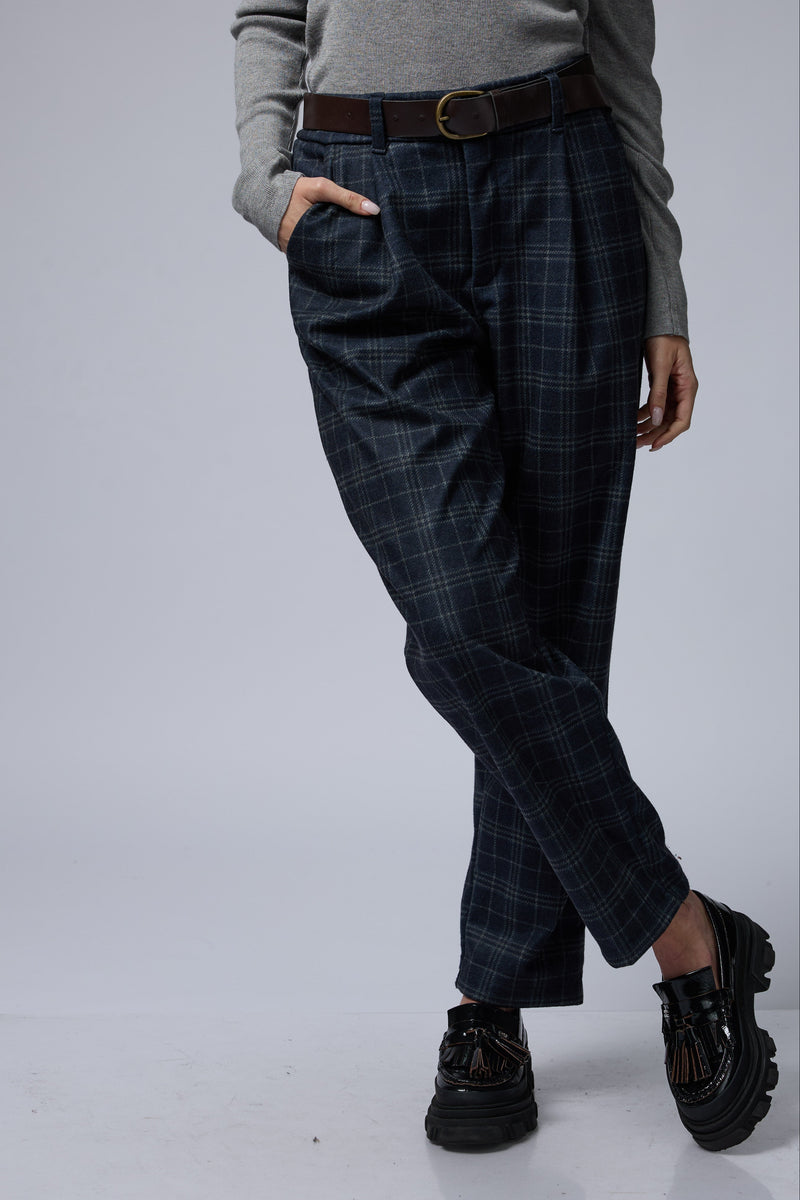 מכנס משובץ+חגורה