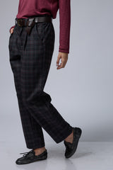 מכנס משובץ+חגורה