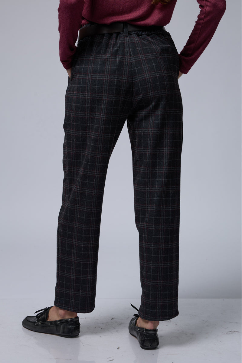 מכנס משובץ+חגורה