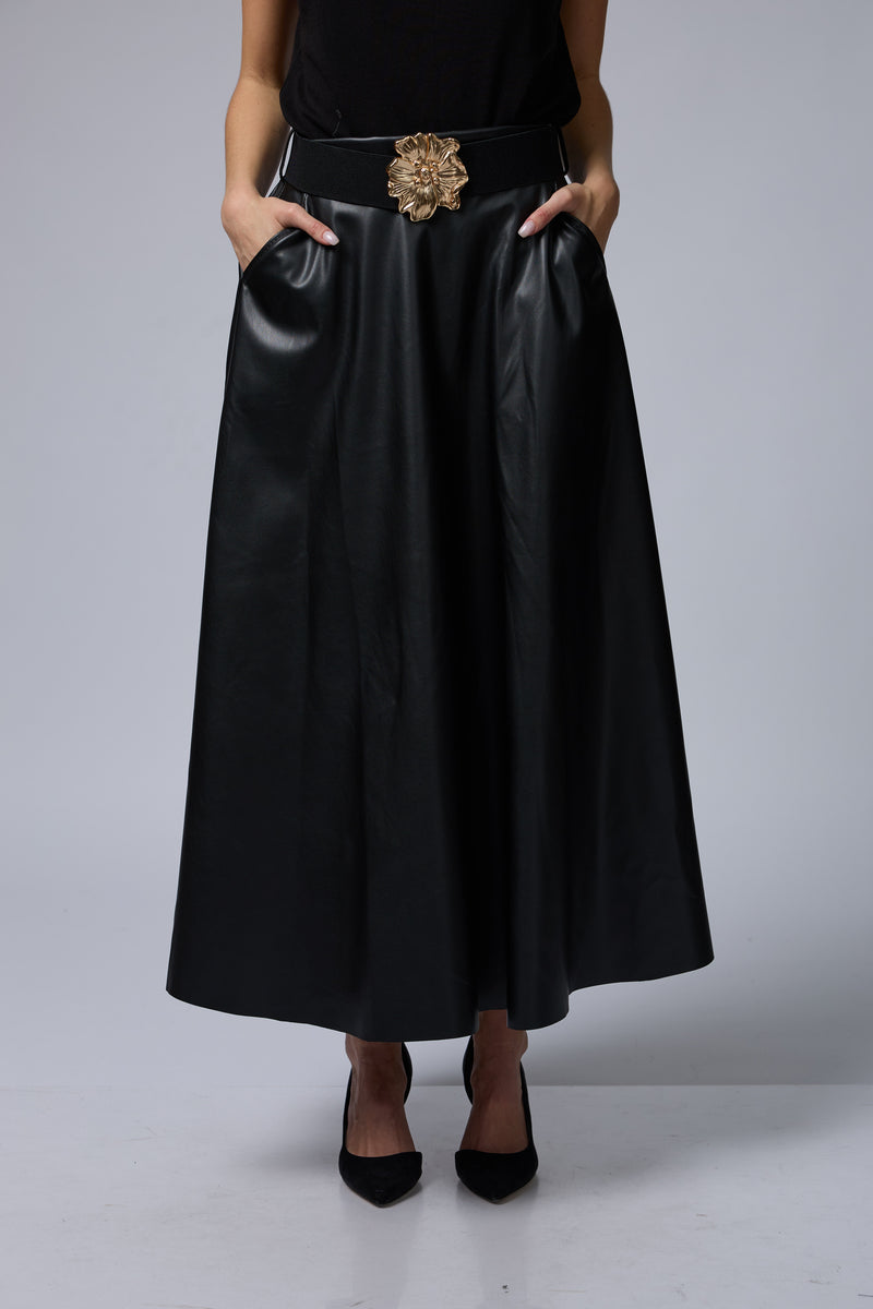 VEGAN חצאית+חגורת פרח זהב