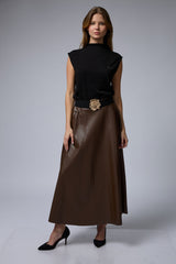 VEGAN חצאית+חגורת פרח זהב