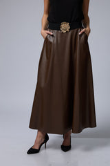 VEGAN חצאית+חגורת פרח זהב