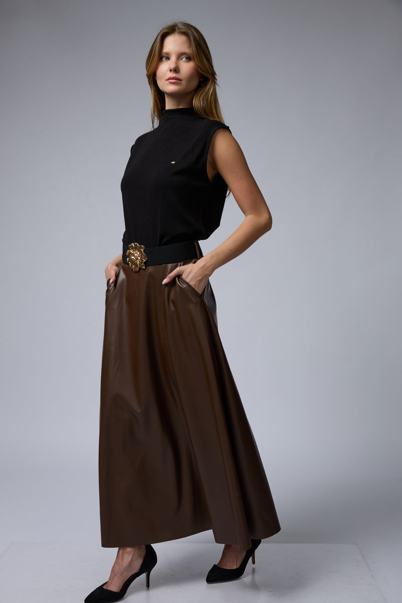 VEGAN חצאית+חגורת פרח זהב