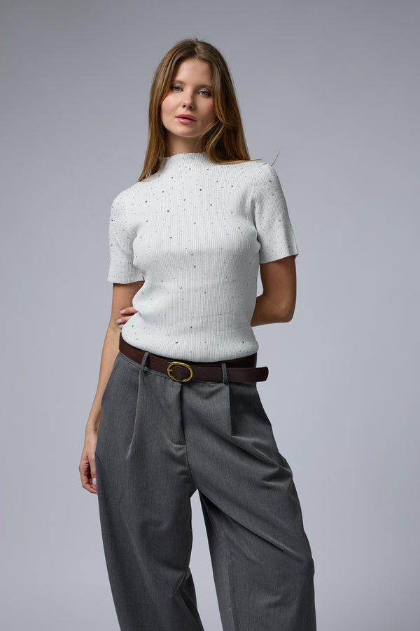 טופ ריב יהלומים חצי שרוול