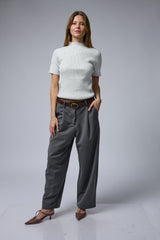 טופ ריב יהלומים חצי שרוול