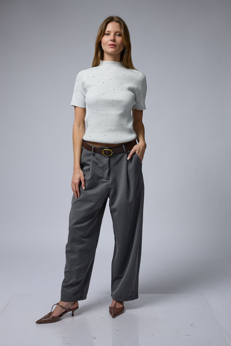 טופ ריב יהלומים חצי שרוול