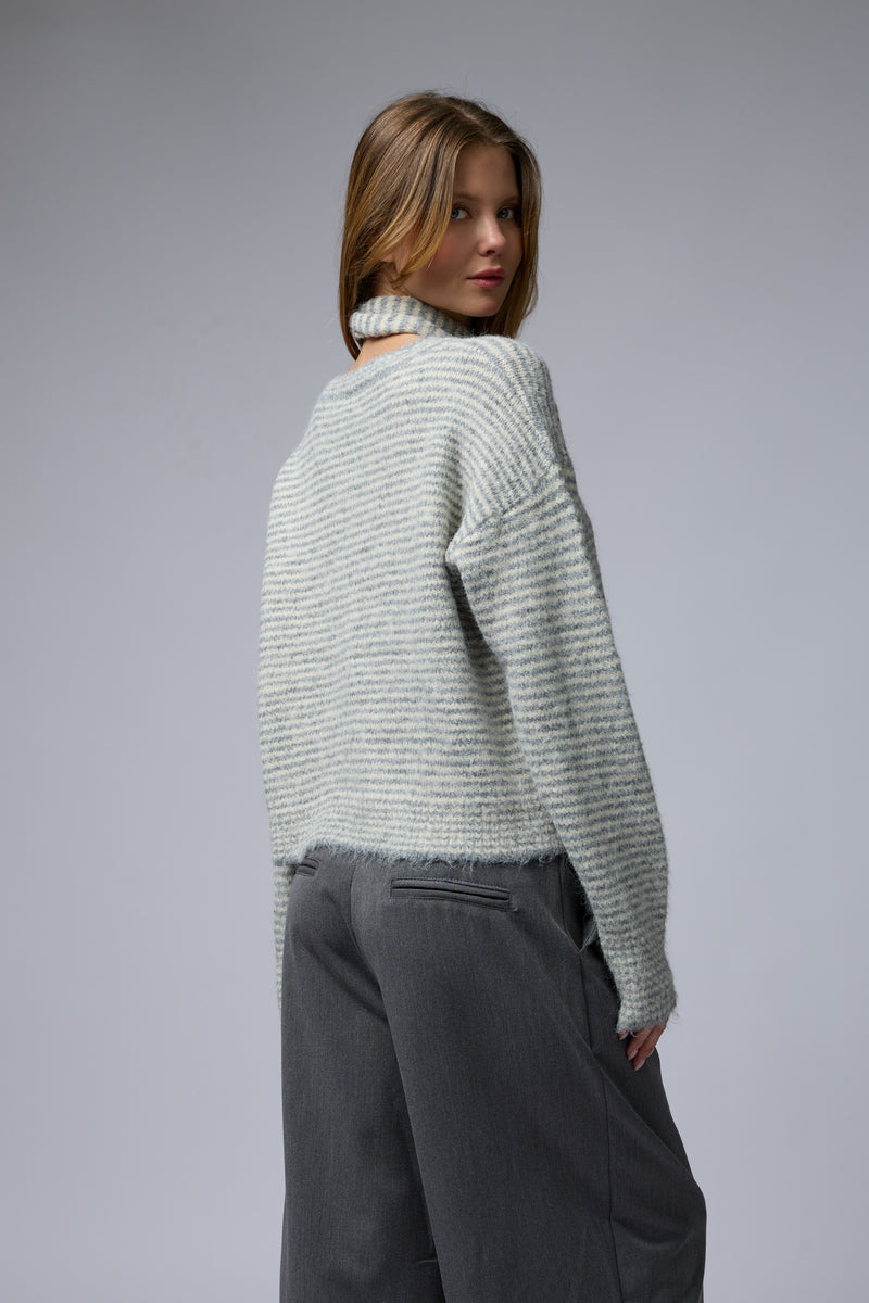 קרדיגן פסים+צעיף