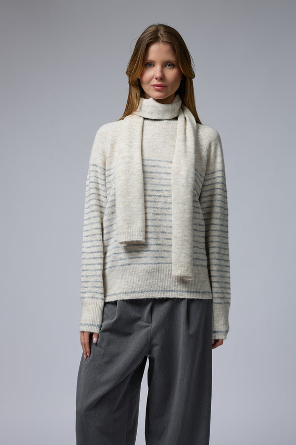 סריג שילוב פסים+צעיף