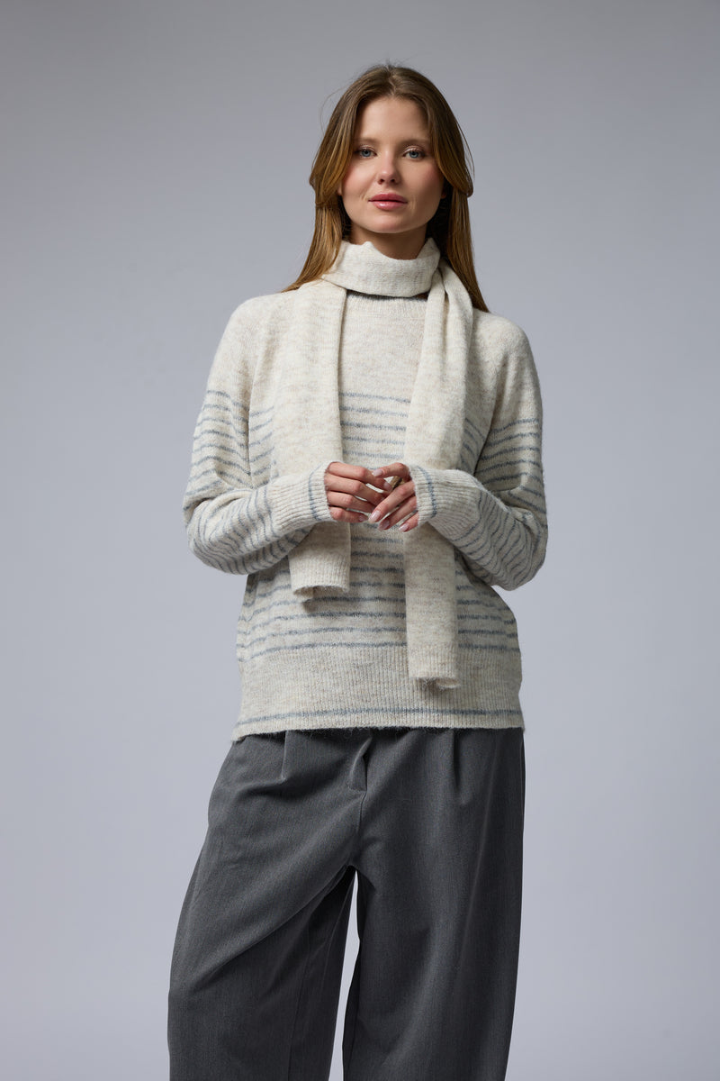 סריג שילוב פסים+צעיף