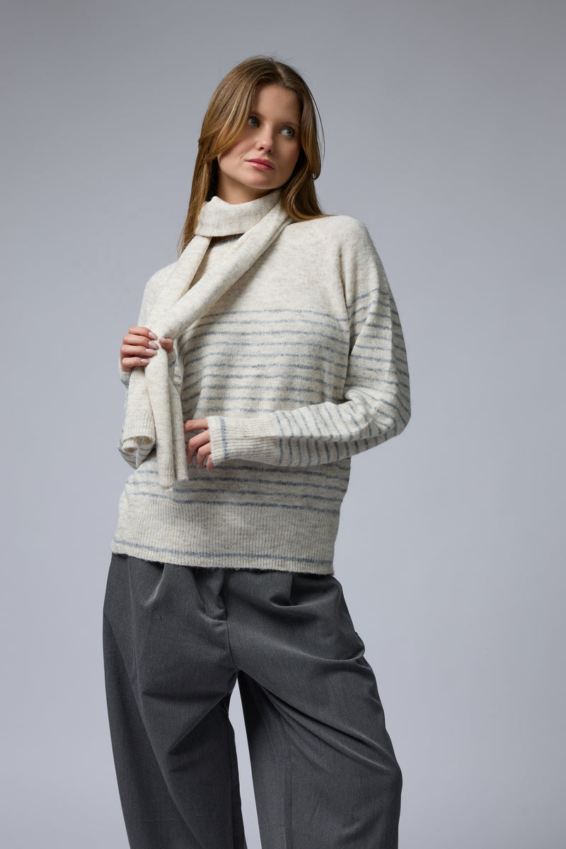 סריג שילוב פסים+צעיף