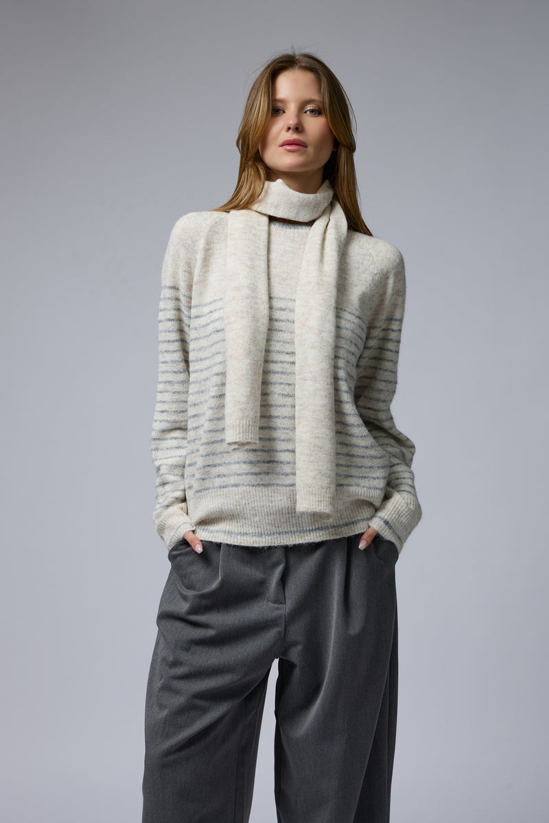 סריג שילוב פסים+צעיף