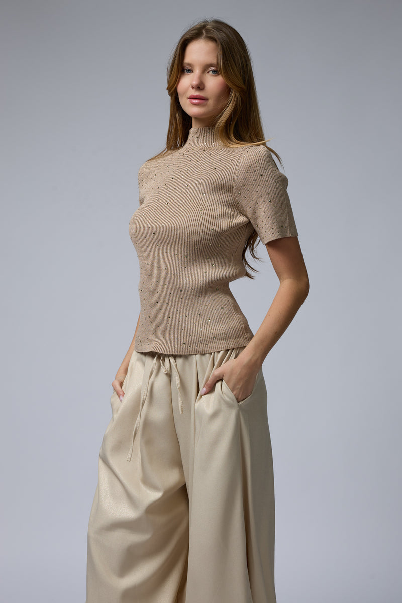 טופ ריב יהלומים חצי שרוול