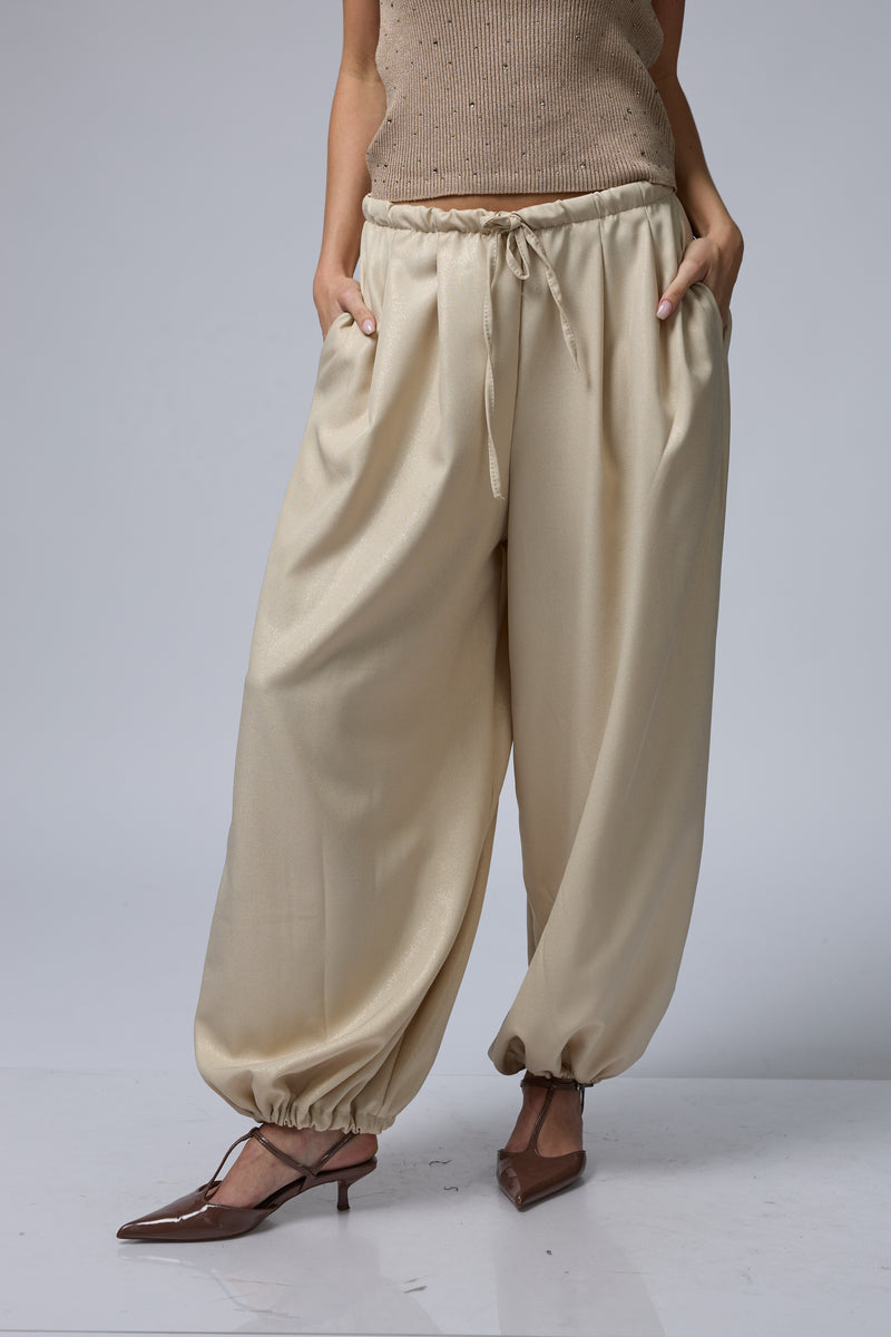 MOON מכנס מטאלי גומי