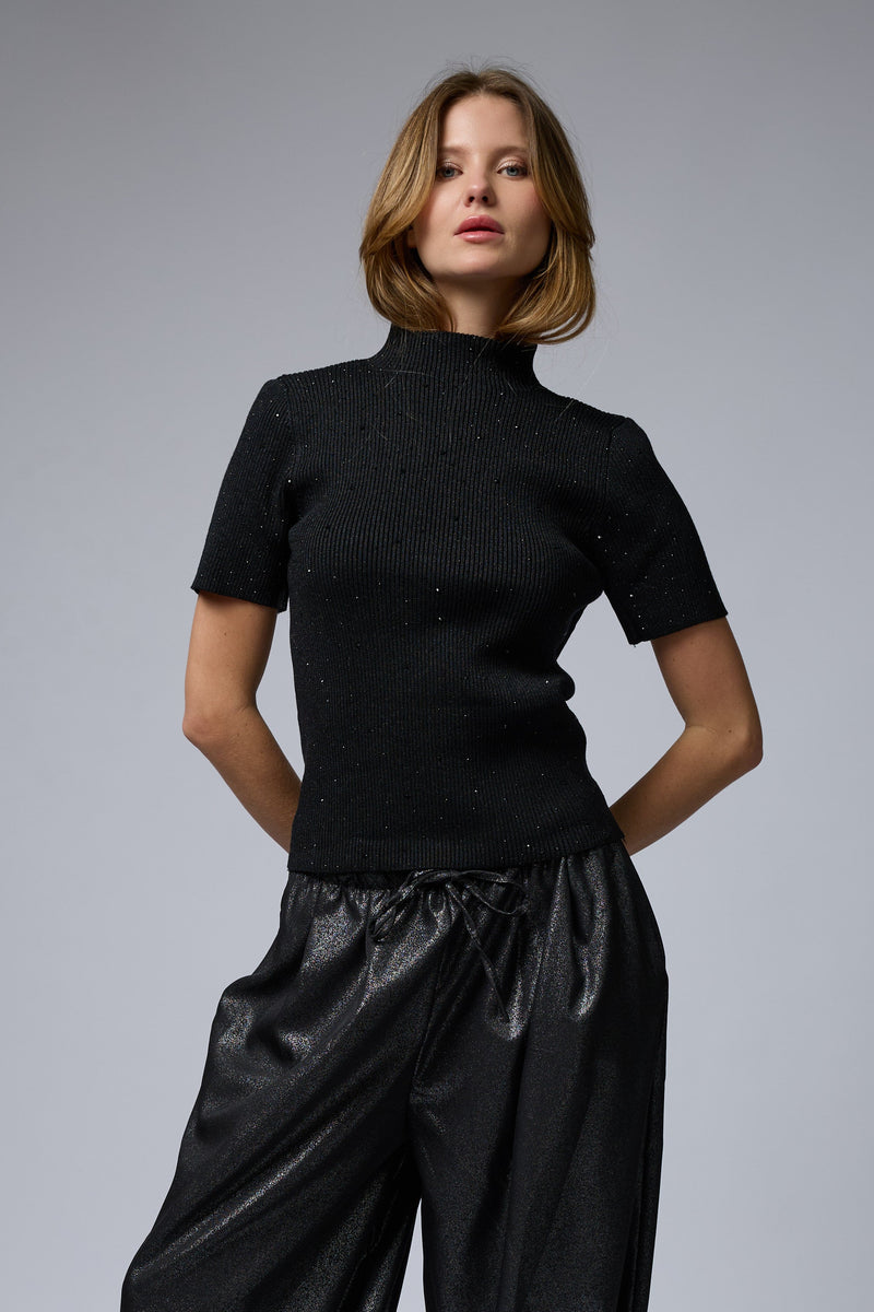 טופ ריב יהלומים חצי שרוול