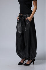 MOON מכנס מטאלי גומי